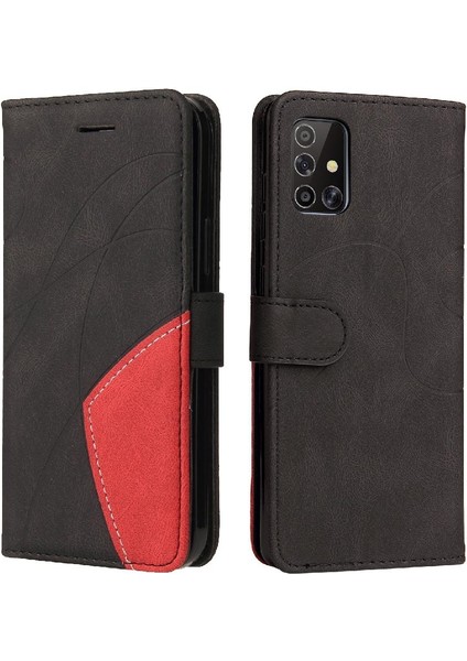 Kart Yuvası Standı Iki Renkli Dikiş ile Samsung Galaxy A71 4g Için Kılıf (Yurt Dışından)