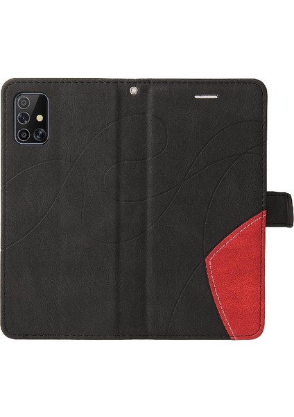 Kart Yuvası Standı Iki Renkli Dikiş ile Samsung Galaxy A71 4g Için Kılıf (Yurt Dışından) modelleri