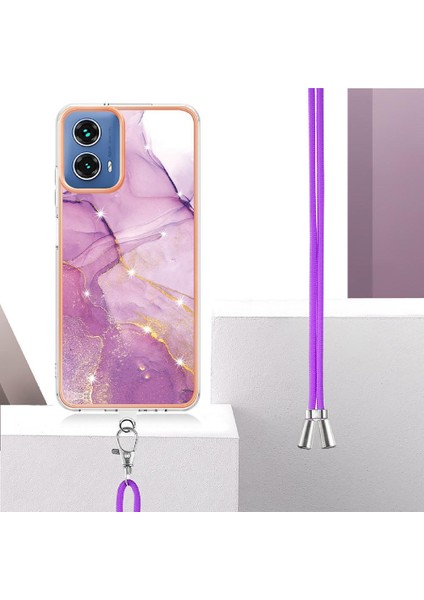 Motorola Moto G34 Tampon Mermer Crossbody Kordon Askısı Yumuşak (Yurt Dışından)
