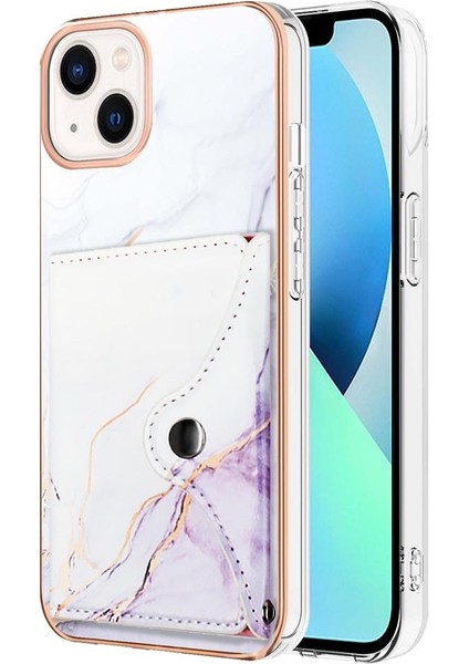 Iphone 15 Artı Mermer Ince Cüzdan Yumuşak Tpu Tampon Kart Yuvaları (Yurt Dışından)