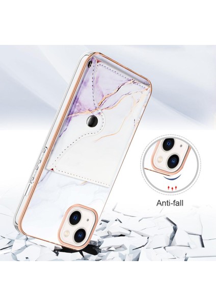 Iphone 15 Artı Mermer Ince Cüzdan Yumuşak Tpu Tampon Kart Yuvaları (Yurt Dışından)