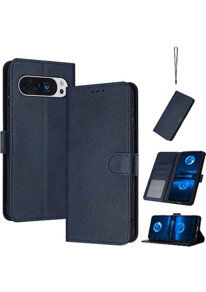 Toka Saf Renk Pu Deri ile Google Piksel 9 Pro Için Flip Case (Yurt Dışından)