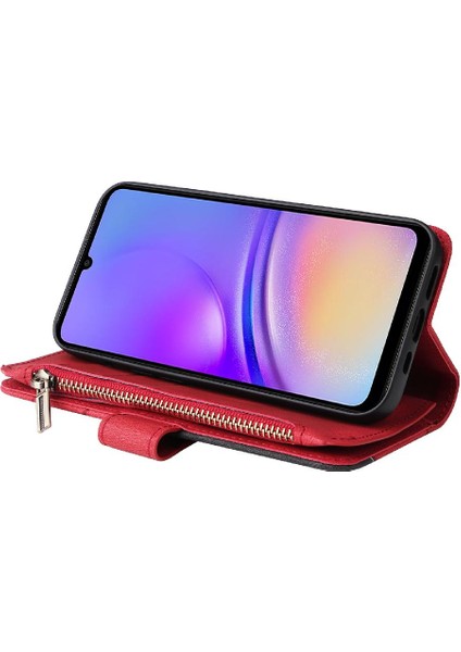 Kart Yuvası Standı ile Samsung Galaxy A05 Fermuar Cüzdan Tarzı Için Kılıf (Yurt Dışından)