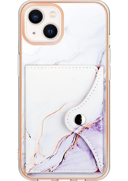 Iphone 14 Artı Yumuşak Tpu Tampon Ince Cüzdan Mermer Kart Yuvaları (Yurt Dışından)
