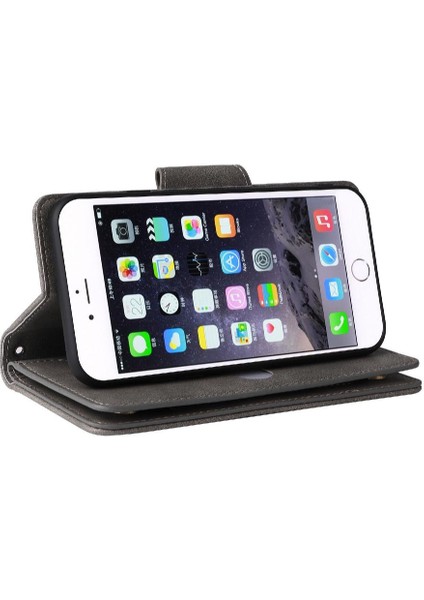 Iphone 6 Için Kılıf Artı/6s Artı Manyetik Deri Kart Tutucu Fermuar Cüzdan (Yurt Dışından)