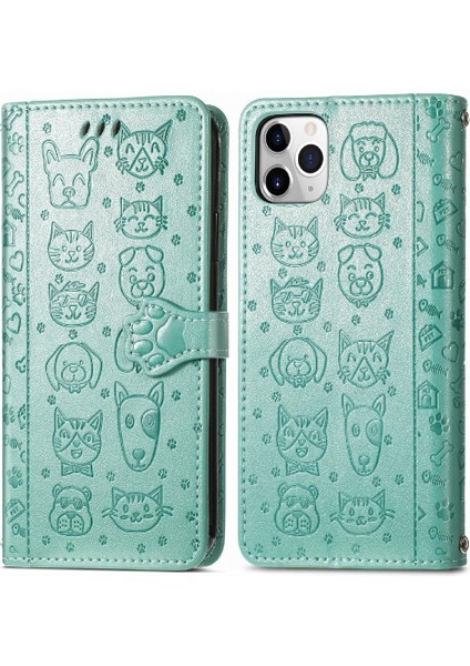 IPhone 11 Için Kılıf Pro Deri Kılıf Kısa Kayış Kapak Kapak Karikatür Hayvanlar (Yurt Dışından)