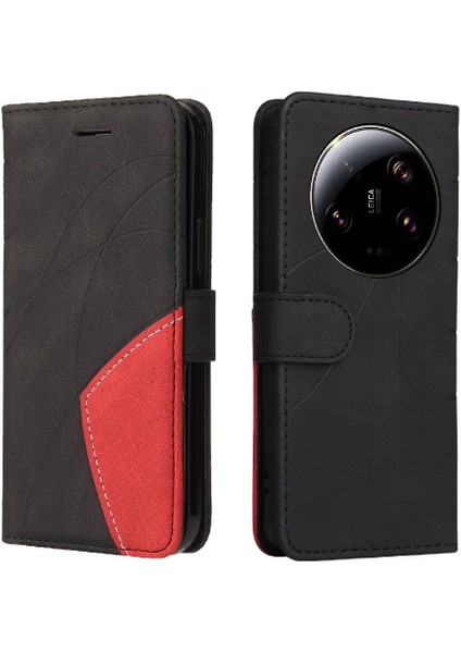 Kart Yuvası Standı Pu Flip ile Xiaomi 13 Ultra Iki Renkli Dikiş Için Kılıf (Yurt Dışından)