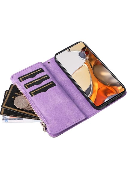 Xiaomi 11T/11T Pro Dokuz Kart Yuvaları Fermuar Cüzdan Tarzı Kickstand (Yurt Dışından)