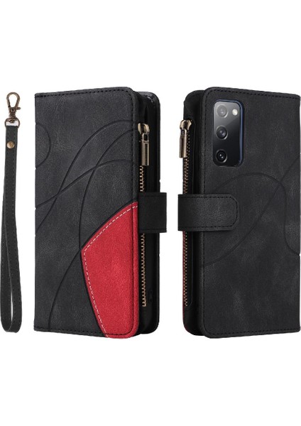 Kart Yuvası Standı Iki Renkli Dikiş ile Samsung Galaxy S20 Fe Için Kılıf (Yurt Dışından)