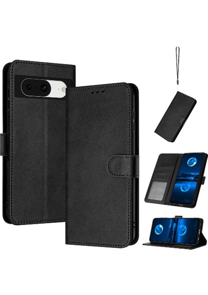 Pu ile Kart Yuvası Saf Renk ile Google Piksel 8 Kickstand Için Flip Case (Yurt Dışından)