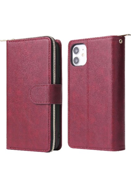 Iphone 11 Için Kılıf Pro Max Fermuar Cep Flip Kapak ile El Kayışı Cüzdan (Yurt Dışından)