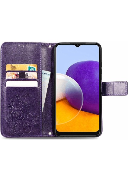 Samsung Galaxy A22 5g Için Kılıf Zarif Iş Dört Yapraklı Yonca Deri (Yurt Dışından)