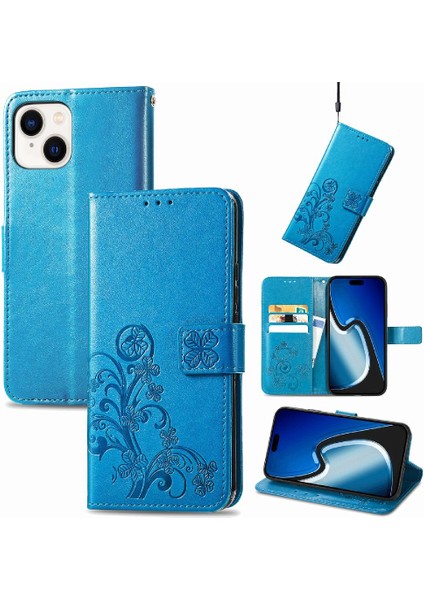 Iphone 15 Için Kılıf Artı Flip Kapak Dört Yapraklı Yonca Deri Kılıf Zarif (Yurt Dışından)