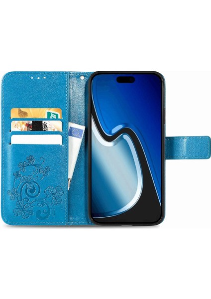 Iphone 15 Için Kılıf Artı Flip Kapak Dört Yapraklı Yonca Deri Kılıf Zarif (Yurt Dışından)