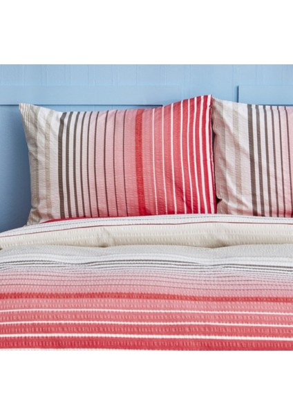 Olympus Stripe Çift Kişilik Nevresim Takımı Red