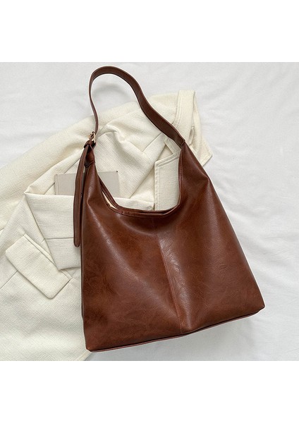 Retro Işe Gidip Gelme Çantası Kadın 2024 Yeni Moda Kore Çantası Çok Yönlü Rahat Büyük Kapasiteli Rahat Koltuk Altı Çantası (Yurt Dışından)