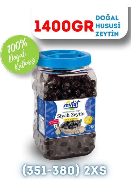 Doğal Gemlik Hususi Siyah Zeytin 1400 gr (351-380) 2XS