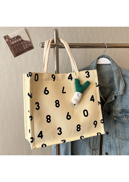 Öğrenci Taşınabilir Tuval Banliyö Çantası 2024 Moda Rahat Anne Çantası Kadın Ins Çok Yönlü Omuz Sınıf Çantası (Yurt Dışından)