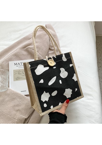 Internet Ünlüleri Kadınlar Için Taşınabilir Keten Öğle Yemeği Çantası, Dışarı Çıkmak Için Modaya Uygun Kanvas Pirinç Torbası, Ofis Çalışanları Için Japon Tarzı Küçük Omuz Çantası (Yurt Dışından)