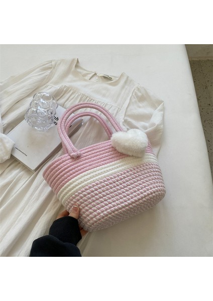 Kadınlar Için El Dokuması Sebze Sepeti Çantası 2024 Yeni Moda Moda Kadınlar Için Crossbody Çanta Ins Kadınlar Için Tek Omuz Kova Çantası (Yurt Dışından)