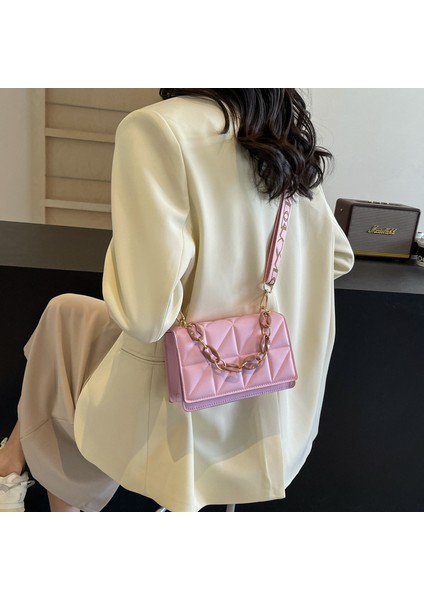 Batı Tarzı Işe Gidip Gelen Bayanlar Küçük Kare Çanta 2024 Yeni Akrilik Zincir Moda Moda Omuz Çantası Basit Çapraz Vücut Çantası (Yurt Dışından)