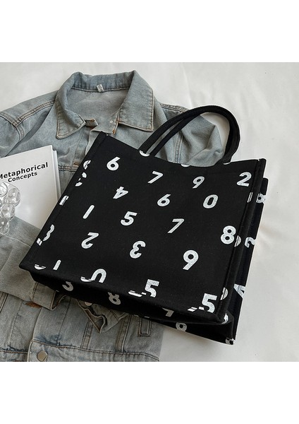 Öğrenci Taşınabilir Tuval Banliyö Çantası 2024 Moda Rahat Anne Çantası Kadın Ins Çok Yönlü Omuz Sınıf Çantası (Yurt Dışından)