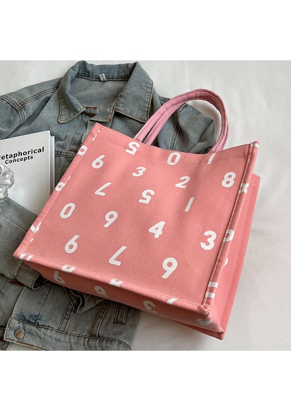 Öğrenci Taşınabilir Tuval Banliyö Çantası 2024 Moda Rahat Anne Çantası Kadın Ins Çok Yönlü Omuz Sınıf Çantası (Yurt Dışından)