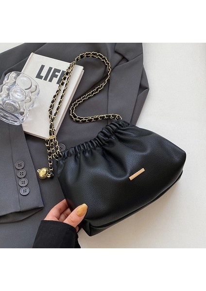 Üst Düzey Retro Çok Yönlü Kova Çantası, Modaya Uygun Niş Zincir Çanta, Kadın Sonbahar ve Kış Tek Omuz Çapraz Vücut Işe Gidip Gelme Çantası (Yurt Dışından)