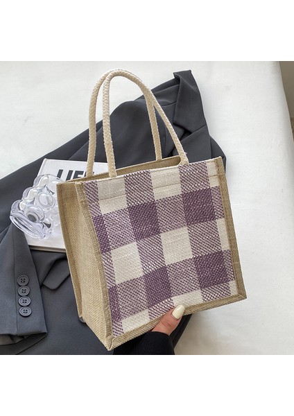 Kadınlar Için Keten Çanta, Dışarı Çıkmak Için Çok Yönlü Çanta, Jüt Çanta, Retro Keten Alışveriş Çantası, Hatıra Çantası (Yurt Dışından)