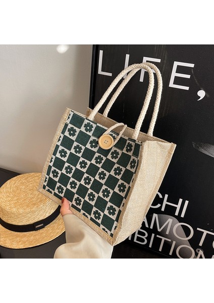 Hatıra Olarak Keten Tote Çanta, Taze ve Çok Yönlü, Kadınlar Için Öğrenci Taşıma Çantası, Retro Jüt Kanvas Çanta (Yurt Dışından)