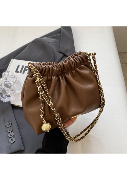 Üst Düzey Retro Çok Yönlü Kova Çantası, Modaya Uygun Niş Zincir Çanta, Kadın Sonbahar ve Kış Tek Omuz Çapraz Vücut Işe Gidip Gelme Çantası (Yurt Dışından)