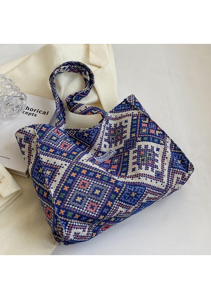 Lise Öğrencisi Büyük Kapasiteli Etnik Tarzı Kadın Çantası INS2024 Yeni Moda Banliyö Omuz Çantası (Yurt Dışından)