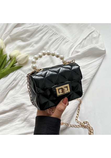 Kadınlar Için Çocuk Taşınabilir Mini Çanta 2024 Yeni Moda Moda Niş Jöle Çanta Yabancı Stil Zincir Crossbody Çanta (Yurt Dışından)