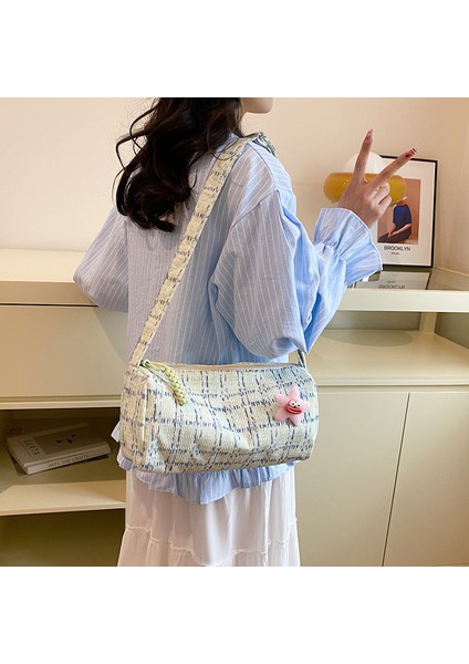 Moda Kore Tarzı Ekose Küçük Kare Çanta 2024 Yeni Moda Stil Kadife Büyük Kapasiteli Kadın Omuz Crossbody Çanta (Yurt Dışından) fiyatları