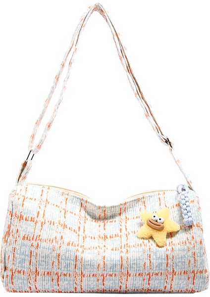 Moda Kore Tarzı Ekose Küçük Kare Çanta 2024 Yeni Moda Stil Kadife Büyük Kapasiteli Kadın Omuz Crossbody Çanta (Yurt Dışından) modelleri