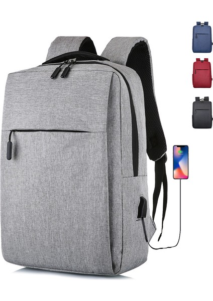 Basit Sırt Çantası USB Şarj Erkek Bilgisayar Çantası Büyük Kapasiteli Rahat Iş Dizüstü Bilgisayar Sırt Çantası (Yurt Dışından)