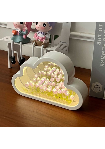 Lale Bulut Ayna Yaratıcı Gece Lambası El Yapımı Dıy Sevgililer Günü Hediyesi Kızlar Için USB Plug-In Atmosfer Lambası (Yurt Dışından)
