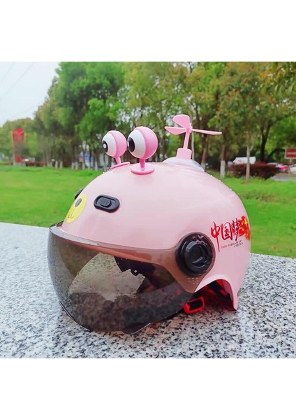 Çocuk Elektrikli Akülü Araba Kask Yaz Güneş Koruması Erkekler ve Kızlar Için Sevimli Karikatür Dört Mevsim Bisiklet Yarım Kask Emniyet Kaskı (Yurt Dışından)