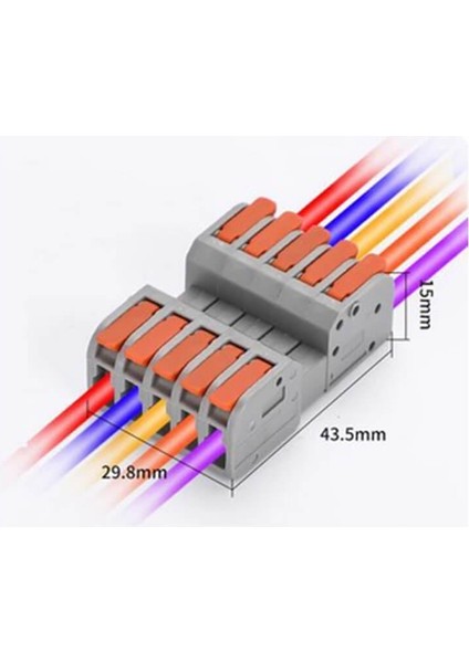 1 Adet Hızlı Kablo Ekleme Birleştirme Konnektörü - Beşli Klemens - Bağlantı Kesme Özellikli