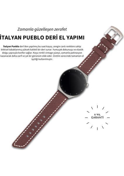 Xiaomi Mi Watch Color Uyumlu 22mm Kahverengi Hakiki Deri Kordon Akıllı Saat Kayışı Xiaomi Kordon