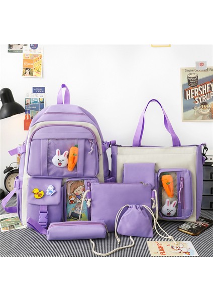 Ortaokul Öğrencileri Için Beş Parçalı Sırt Çantası Seti, Hafif Ilkokul Öğrencileri Için Okul Çantaları, Büyük Kapasiteli Bayan Sırt Çantaları, Ders Kitabı Çantaları (Yurt Dışından)