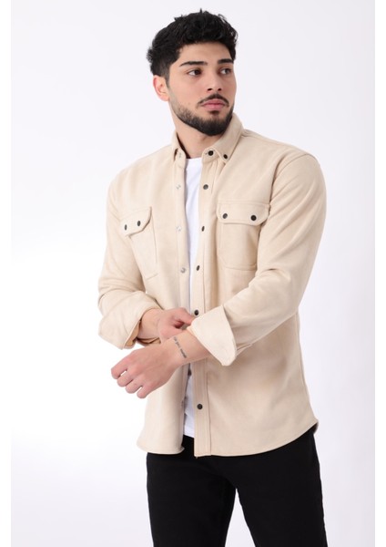 Çift Cep Kapaklı Mevsimlik Süet Gömlek Xc U16463 modelleri