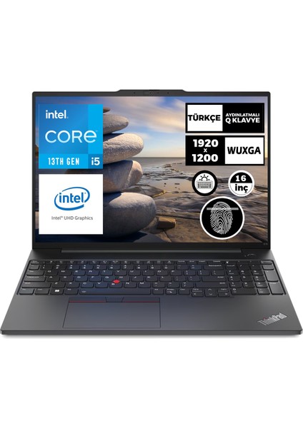 Thinkpad E16 Gen 1 Intel Core I5-1335U 8gb 512GB+512GB SSD 16" Wuxga Freedos Taşınabilir Bilgisayar 21JN000BTX 019