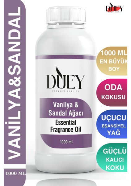 Vanilya&sandal Uçucu Yağ 1000 ml Mum Esansı, Oda Kokusu, Hava Nemlendiricisi, Çamaşır Kurutma Topu