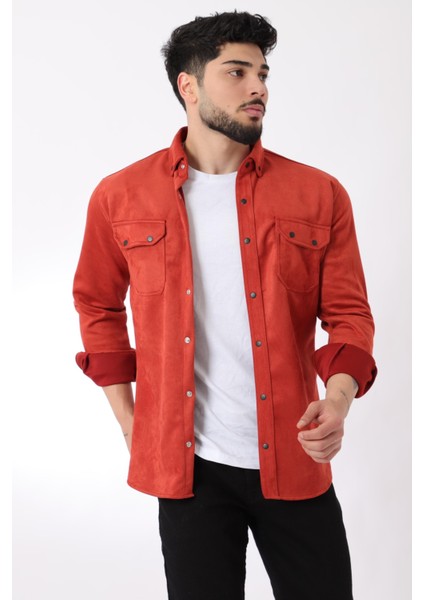 Çift Cep Kapaklı Mevsimlik Süet Gömlek Xc U16463 modelleri