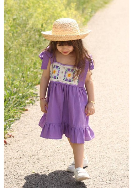 Kız Çocuk Motifli Dokuma Elbise fiyatları