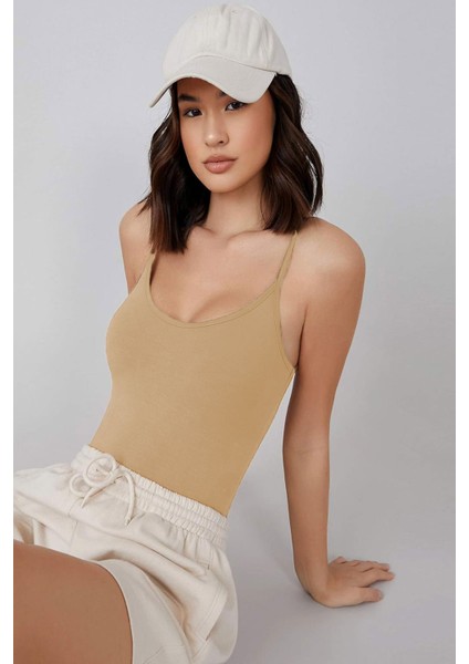 Kadın Modal Spagetti Askılı Kancalı Bodysuit Tops Atlet Belınay0860 fiyatları