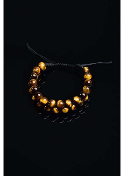 Kaplan Gözü Doğal Taş Çift Sıra Makrome Bileklik 8 mm fırsatları