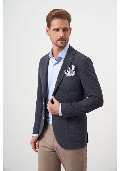 Erkek Siyah Dokuma Gofre Slim Fit Torba Cep Mono Yaka Spor Ceket fiyatları