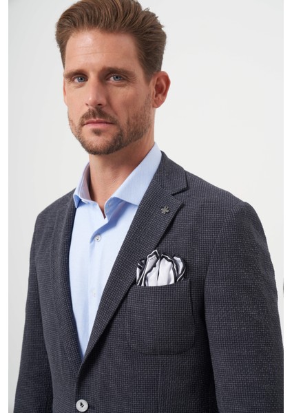 Erkek Siyah Dokuma Gofre Slim Fit Torba Cep Mono Yaka Spor Ceket modelleri